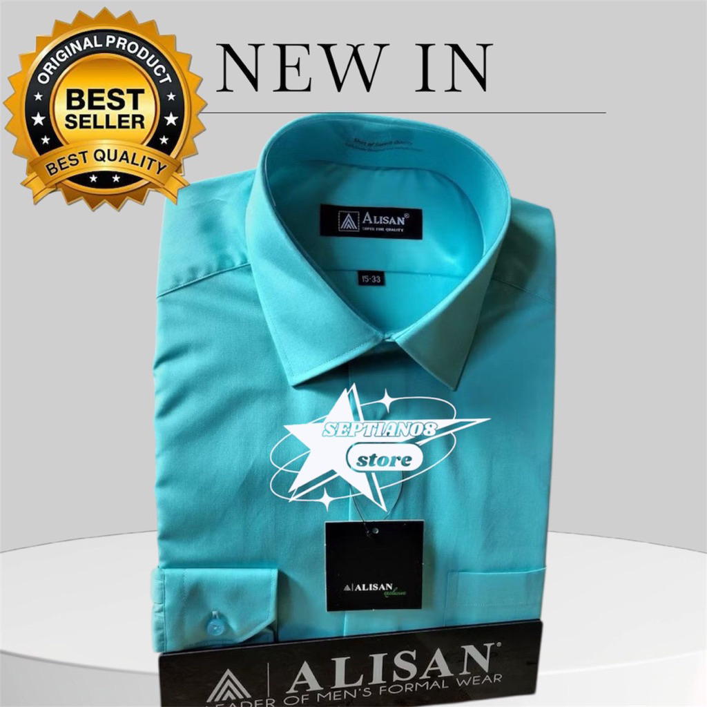 (ALISAN) original kemeja lengan panjang polos by alisan original REGULER - warna hijau -3