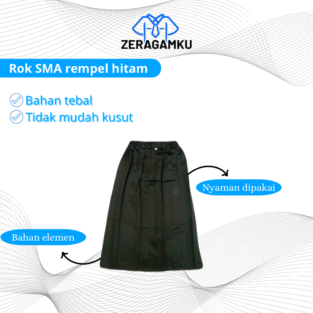 Seragam Sekolah Rok hitam Rempel SMP SMA Bahan Elemen zeragamku