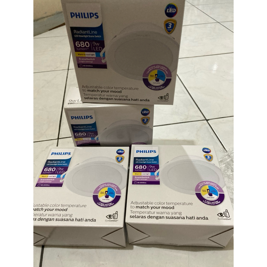 lampu downlight philips white 3mode warna