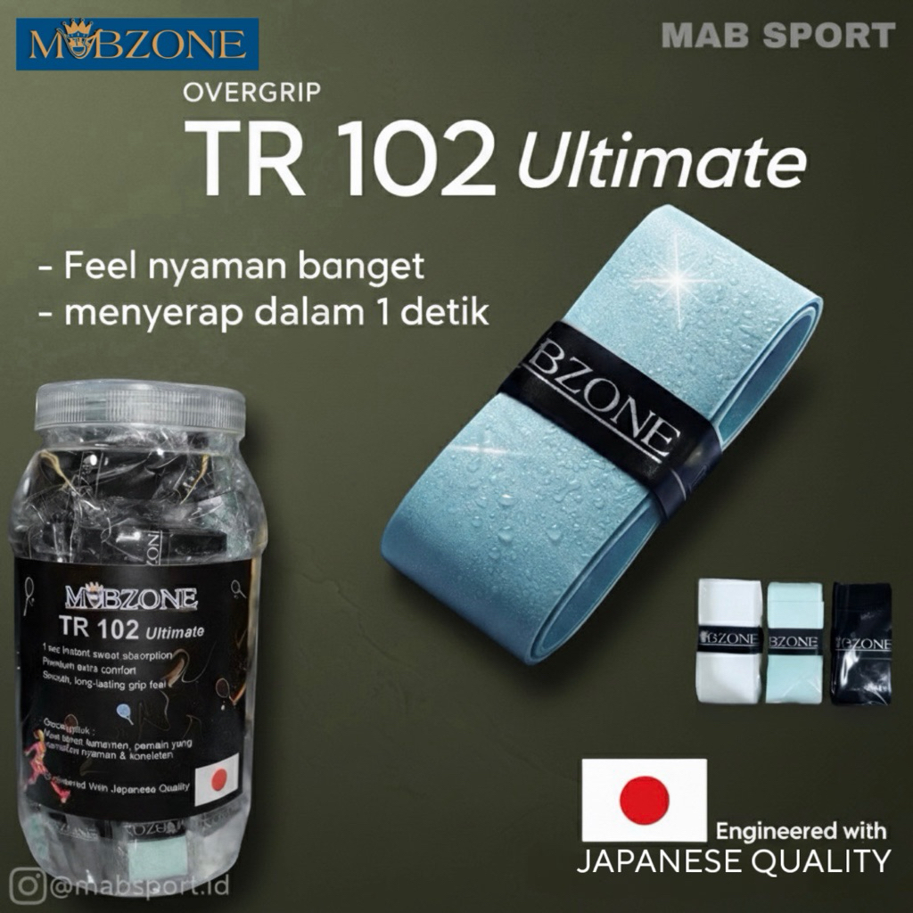 OVER GRIP TR 102 ULTIMATE PADEL TENIS BADMINTON MABZONE ORIGINAL JAPAN QUALITY MENYERAP 1 DETIK FEEL