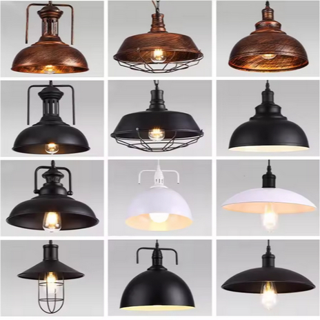 Lampu Gantung Gaya  Amerika, Lampu Gantung Vintage untuk Halaman, Lampu Gantung Besi Berkarat, Lampu