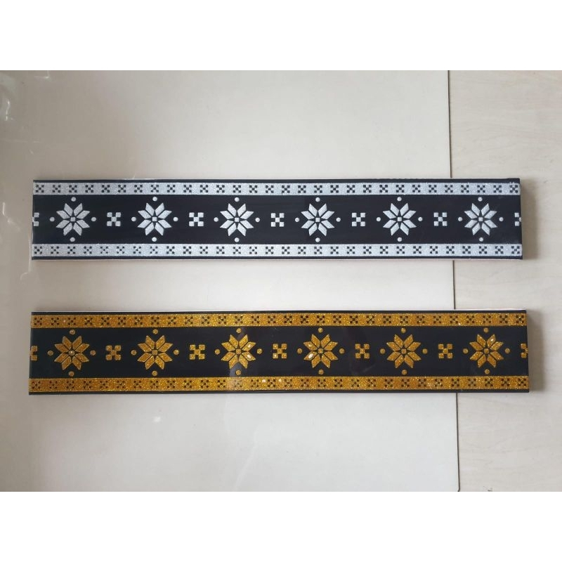 Lis Keramik 10x60 Simple Gold dan Silver
