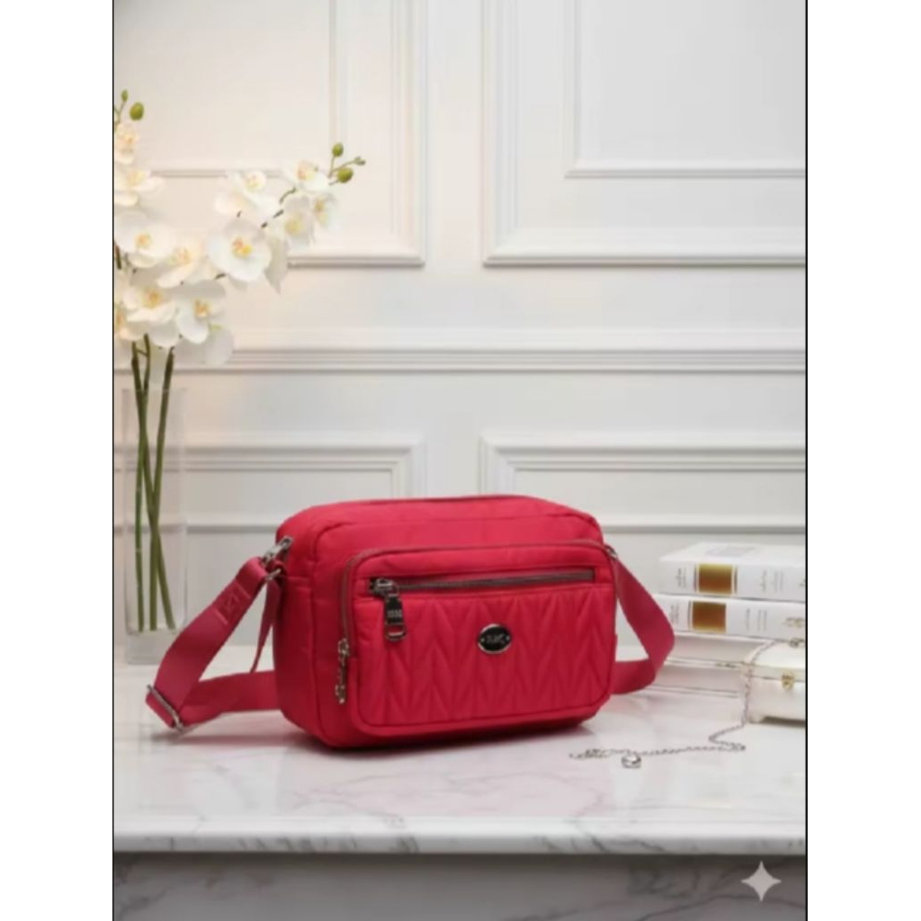 CHIBAO 2610 TAS SELEMPANG WANITA IMPORT UKURAN SEDANG BAHAN NILON PARASUT WATERPROOF BANYAK RUANG WA