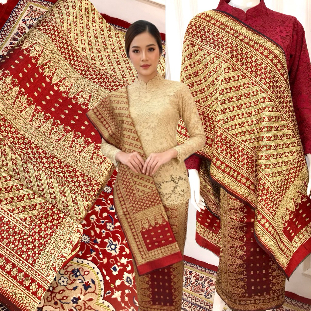SONGKET LEPUS MANTAB MERAH GOLD TERBARU