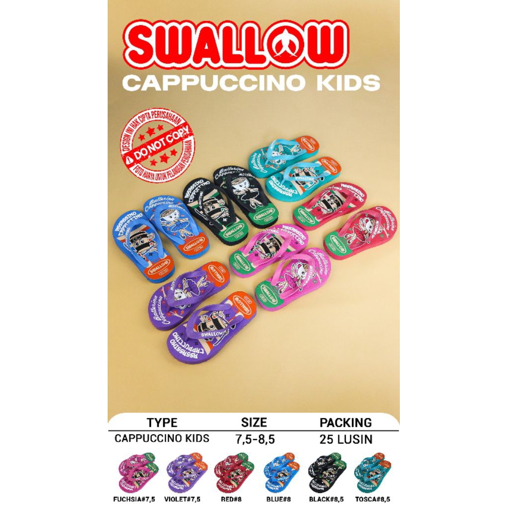 sandal Swallow anak karakter cappucino kids/ sandal anak swallow