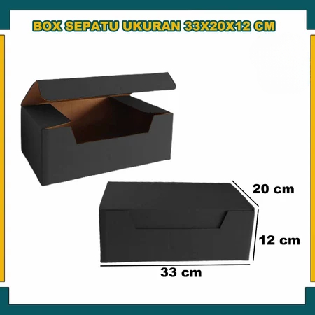 Box Sliplock Kotak Hitam Polos Ukuran 33x20x12 Cm Dus Packaging Hadiah Hampers Kado Souvenir
