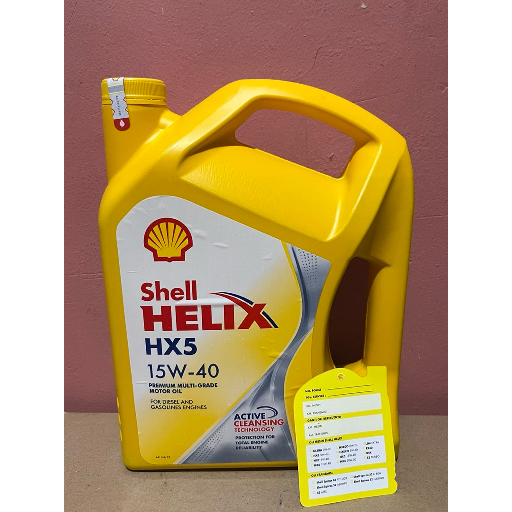 OLI SHELL HELIX HX5 4LITER PELUMAS OIL MESIN MOBIL BENSIN CAYLA SIGRA AVANZA  XENIA LUXIO GRAND MAX