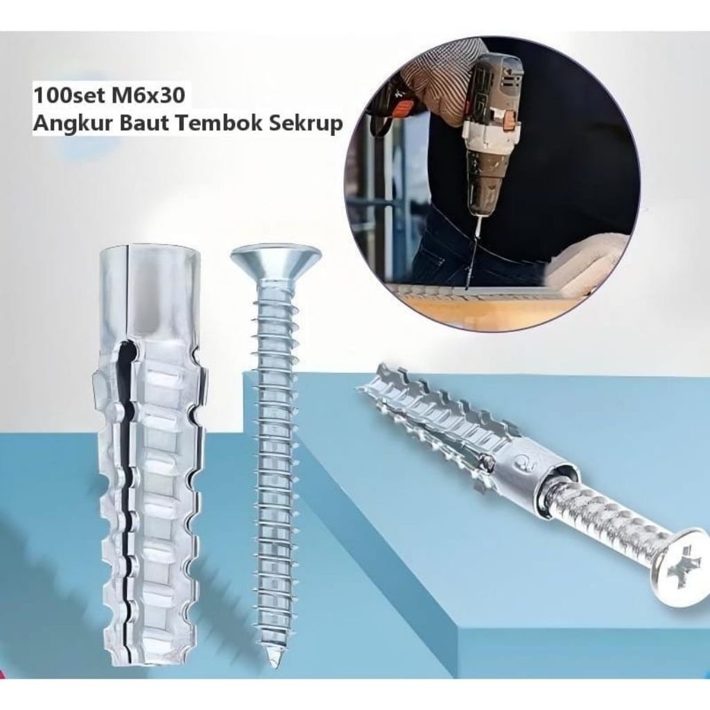Angkur Baut Tembok Sekrup 6x30mm Angkur Baut Tembok Wall Anchor