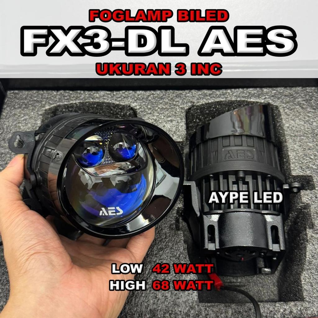 Foglamp Biled FX-3 AES Double Laser 3 inch Bluelens 68 Watt AES 3 Warna Foglamp Mobil 3 inch