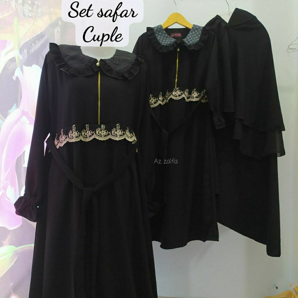 Set Safar Banat (READY dan PO) Model size 9-14th // Set Gamis Anak Jilbab Cadar Syari // Set Gamis A