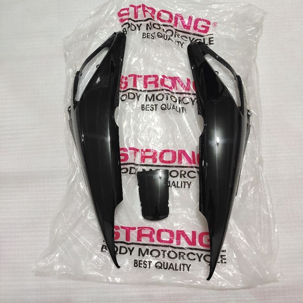 STRONG Cover Tutup Body Bodi Belakang Kanan Kiri Set + Cover Tail Stop Honda Supra x 125 Hitam Origi