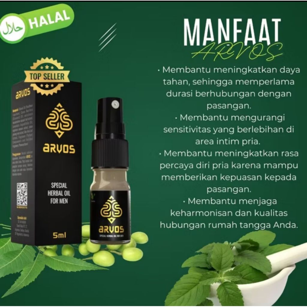 Arvos Spray Minyak Pijit Herbal Tahan Lama - Herbal Oil Antiseptic Spray Bpom