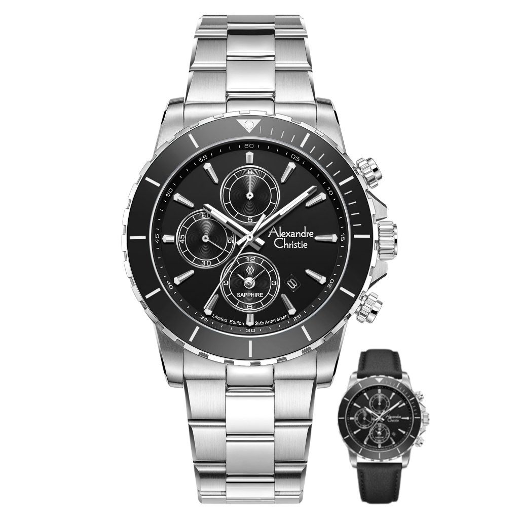 Galery Jam Tangan AC 6141 MC Edisi Anniv 25Thn Silver Dial Black