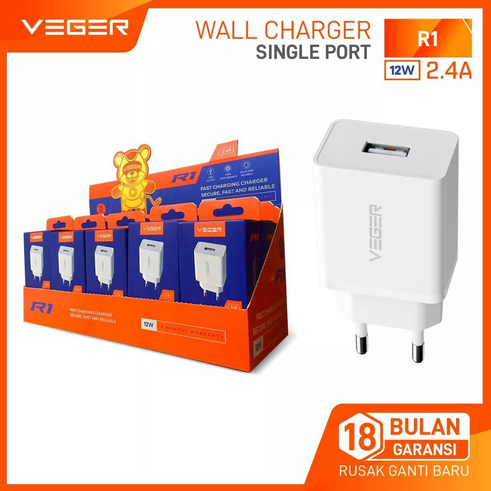 VEGER R1 PRO / charger VEGER R1 PRO 12W 2.4A with kabel MICRO