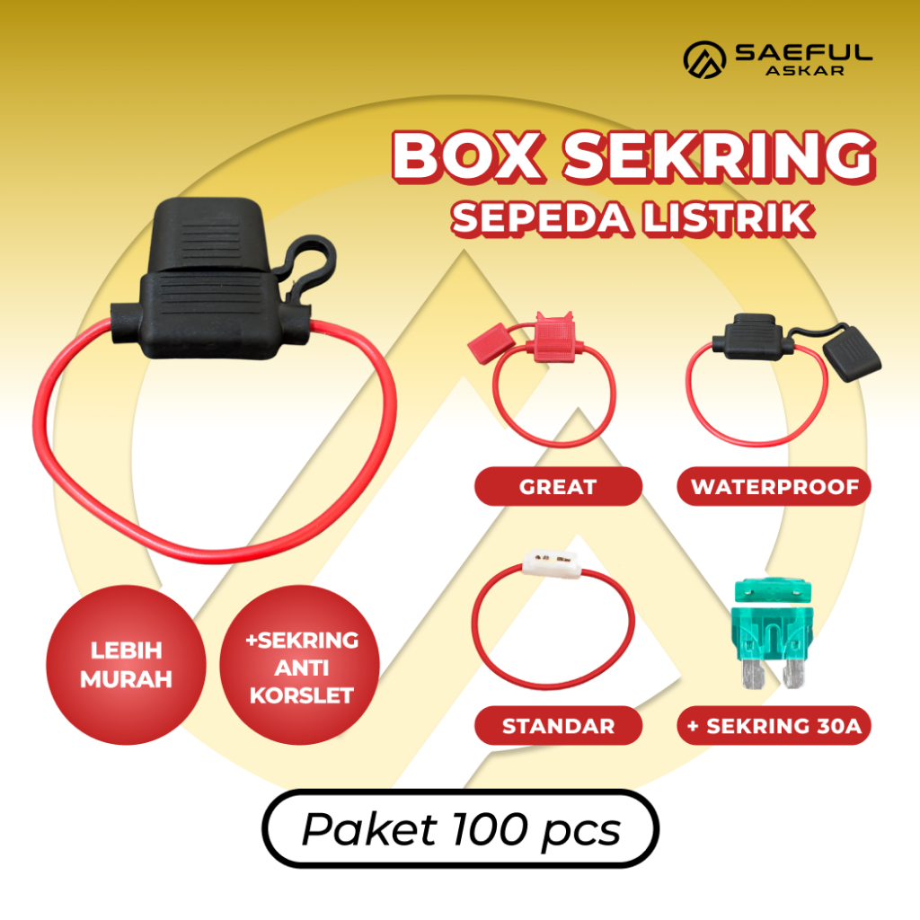 Box Sekring Rumah Fuse Standar Ceramic Great Waterproof Sikring Tancap 30A Sepeda Listrik 100pcs