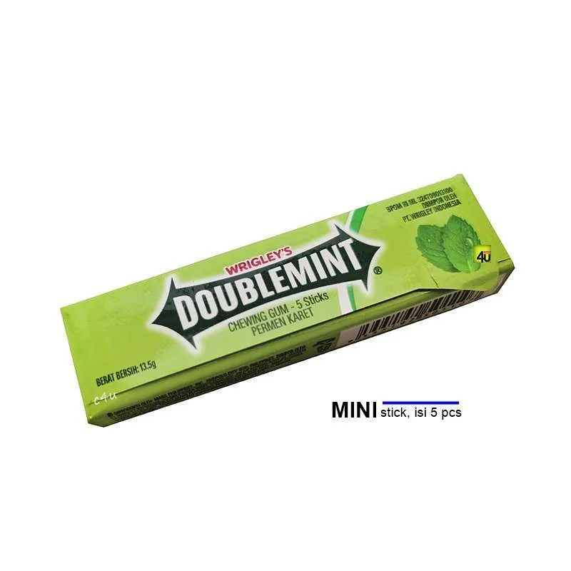 Wrigley's Doublemint PERMEN KARET RASA MINT/ DOUBLEMINT 13,5g 1 Pcs isi 5 stick