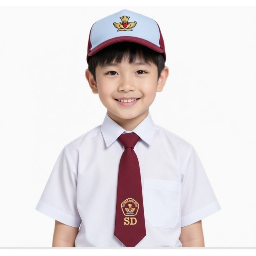 topi sekolah SD merah putih cewek cowok