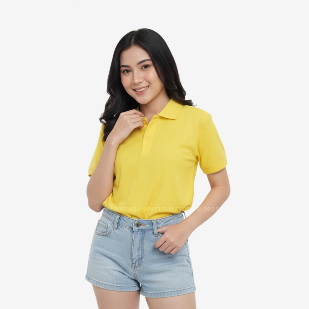DGNT Kaos Kerah Polo Shirt Poliester Pria Wanita_Kuning