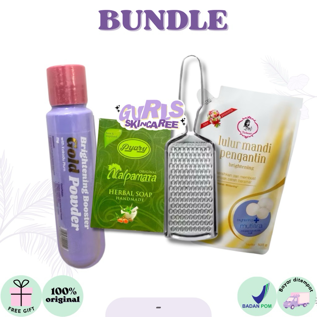 (BUNDLE) BEAUTYINU Brightening Booster Gold Powder 25gr | PYARY nalpamara sabun arab | Parutan stain