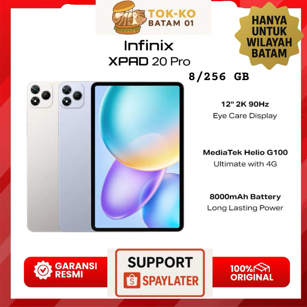INFINIX XPAD 20 PRO 8/256 GB 12" 2K 90Hz WITH SIM LTE / 4G GARANSI RESMI - BATAM