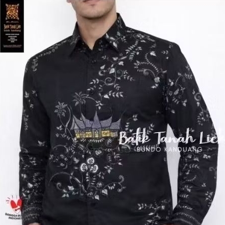Bahan batik katun tulis berpola warna hitam