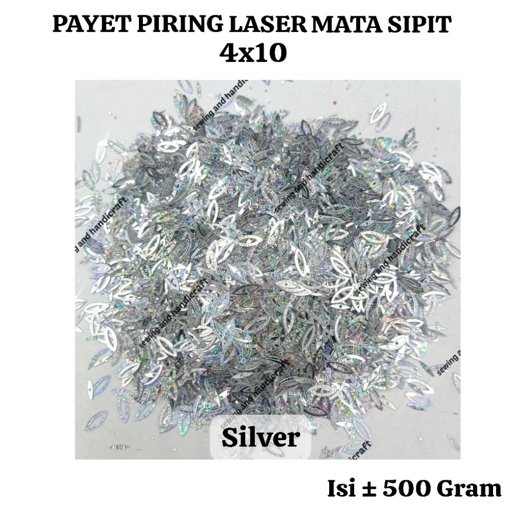 Payet Piring Mata Sipit 4x10mm/Manik/Ramboci Payet Piring Laser Mata Sipit 4x10 mm Kualitas Premium/