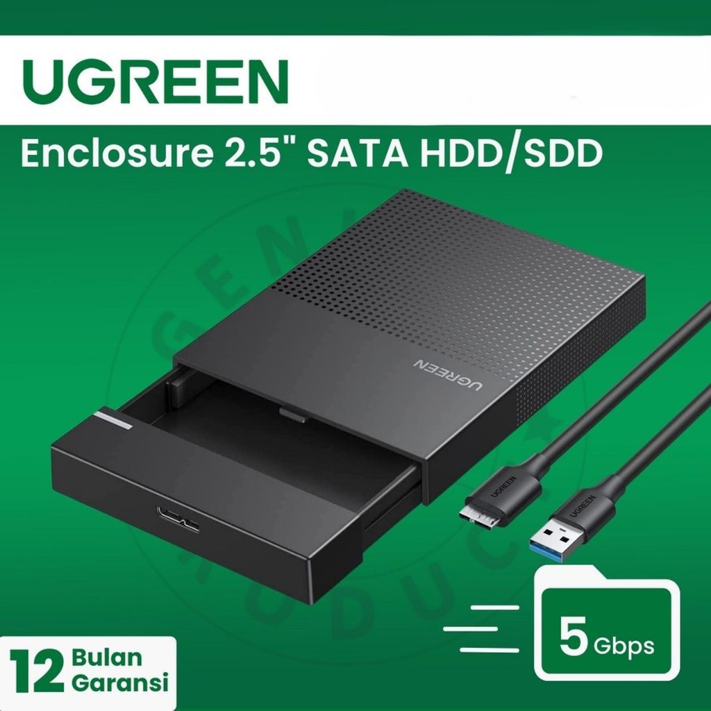 Case Casing HDD Hardisk External UGREEN 2.5-Inch SATA Enclosure