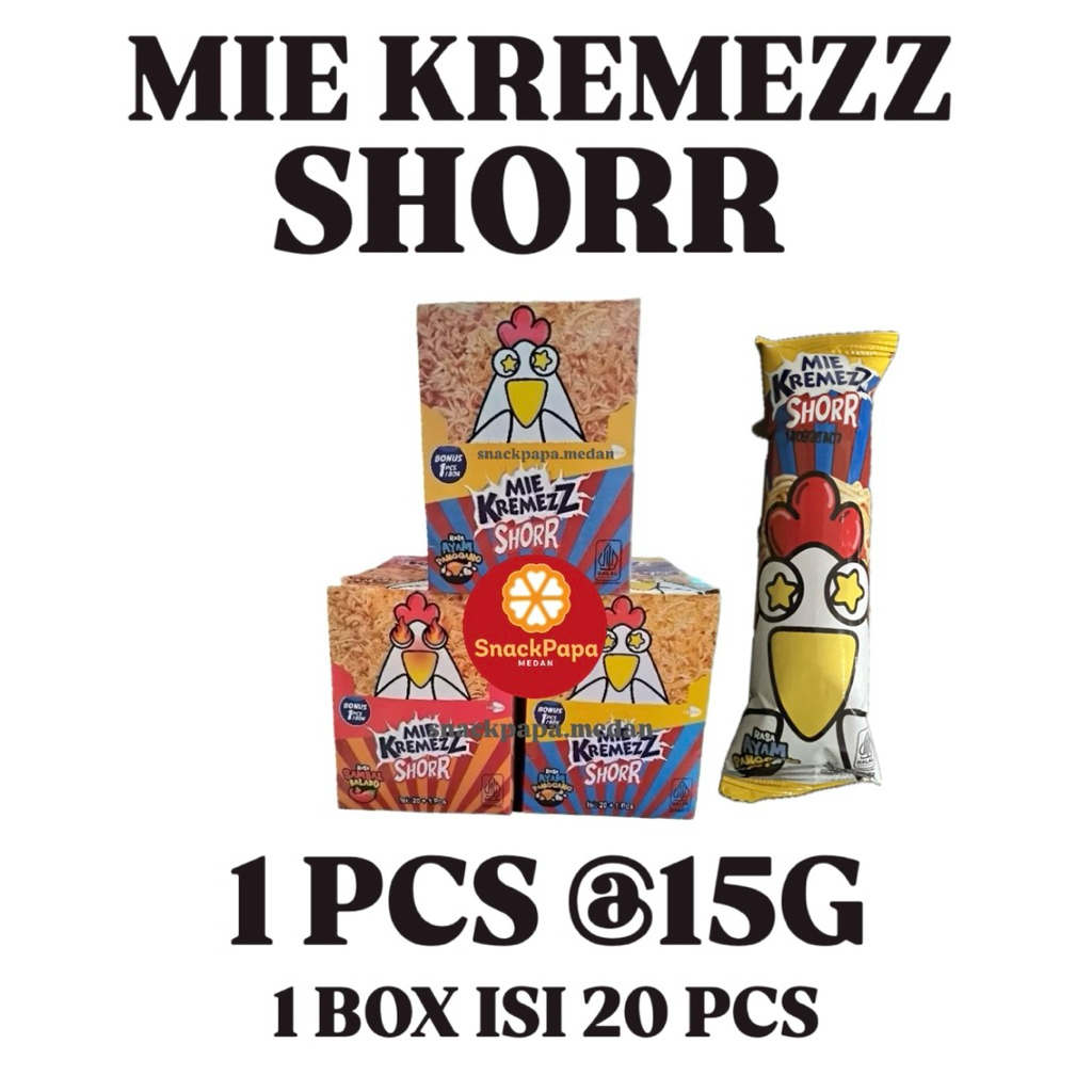 MIE KREMEZZ SHORR [1 PCS @15G] | MIE KREMEZZ SHORR AYAM PANGGANG | MIE KREMEZZ FKS FOOD | MIE KREMEZ