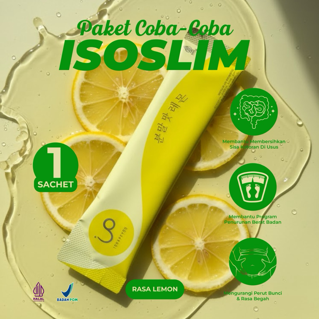 Fiber Isoslim Lemon 1 Sachet - Minuman Serat Diet Pelancar BAB Detox Tubuh