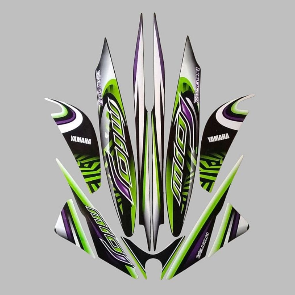 Striping stiker body motor Yamaha Mio J hijau 2012 stiker list bodi motor mio j warna hijau tahun 20