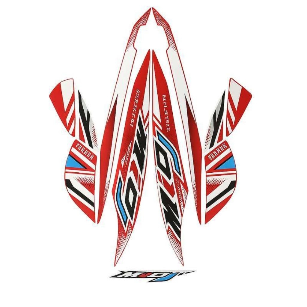 Striping stiker body motor Yamaha Mio J merah 2013 2014 stiker list bodi motor mio j warna merah tah