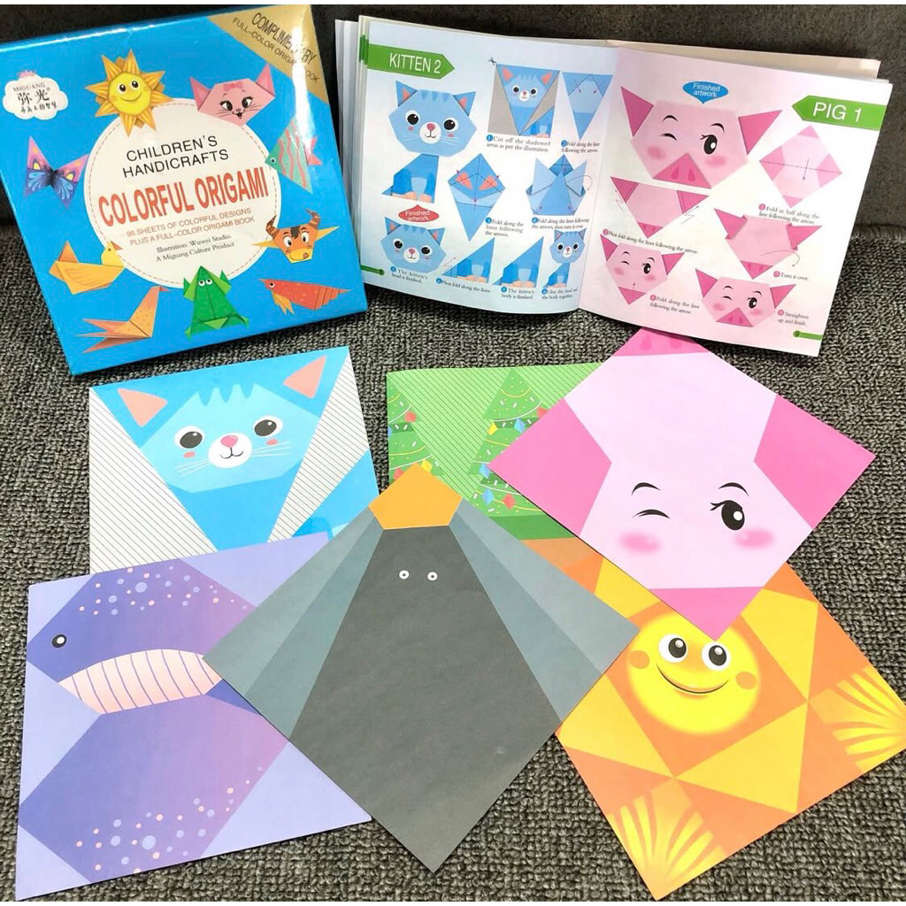 Origami motif isi 96 lembar/Origami motif free buku panduan/Colorful origami anak/Mainan origami/Ori