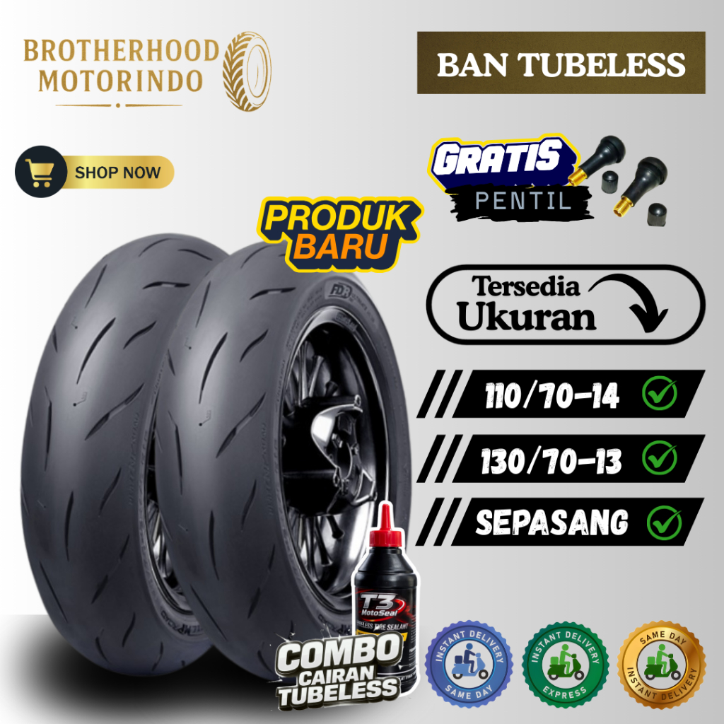 (PAKET SEPASANG) BAN FDR FDR BLAZE MP ROAD (110/70-14 / 130/70-13) BAN TUBBELES RING 14 / BAN TUBLES