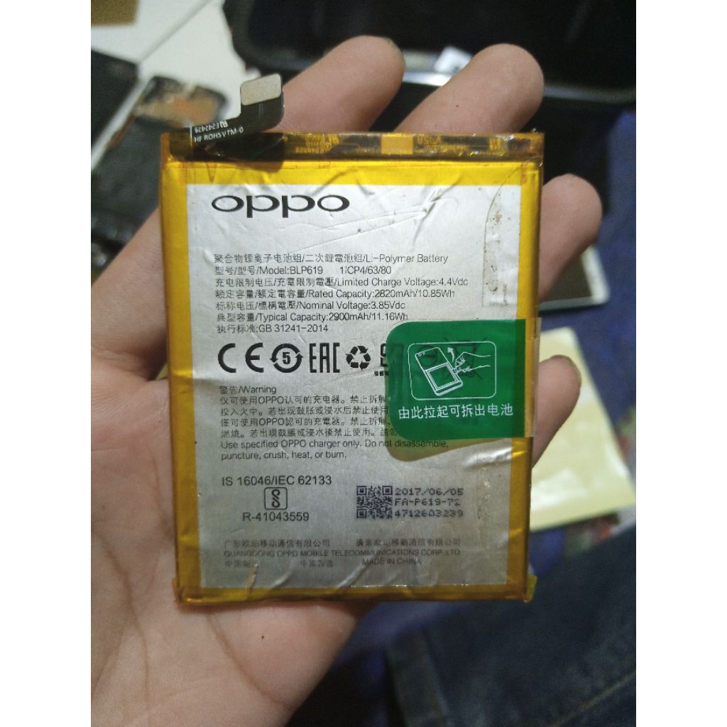 Baterai Oppo A39 BLP619 Original Cabutan Second