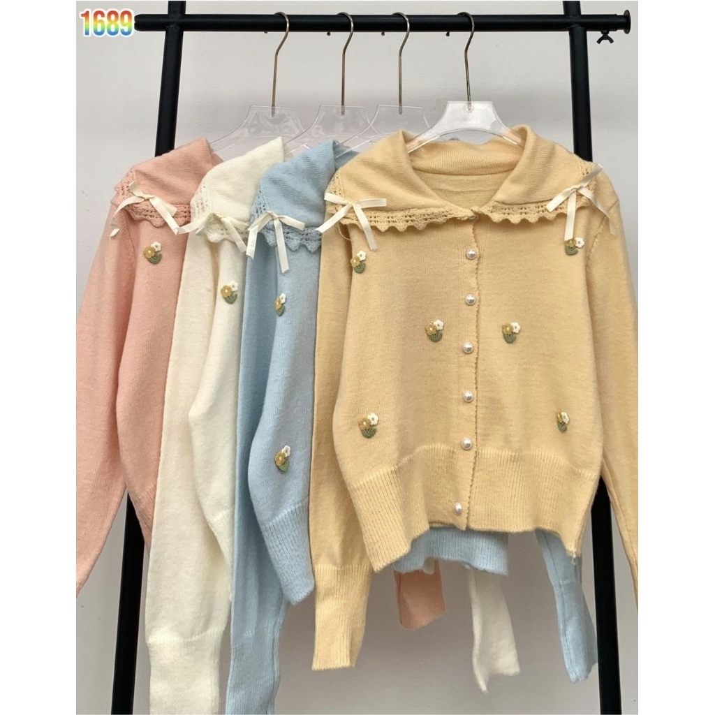 Blouse Rajut Wanita Motif Cable Kerah Pita dengan Bahan Lembut dan Nyaman - Atasan Rajut Wanita terb