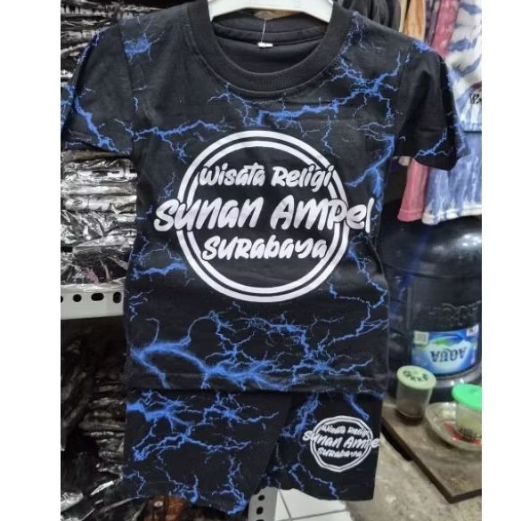 Baju anak Sunan Ampel setelan hitam petir biru