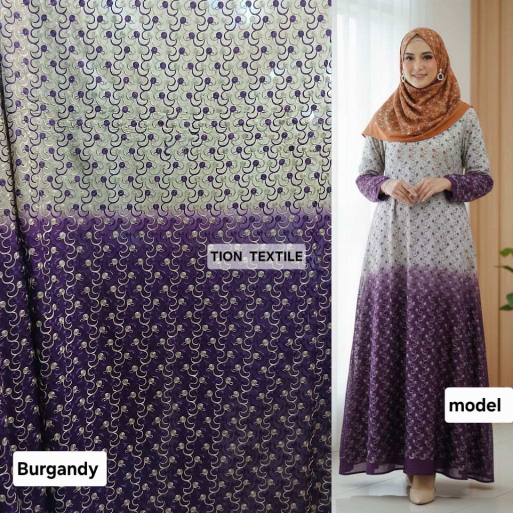 Kain bahan katun bordir gradasi / Kain katun bordir gradasi premium import