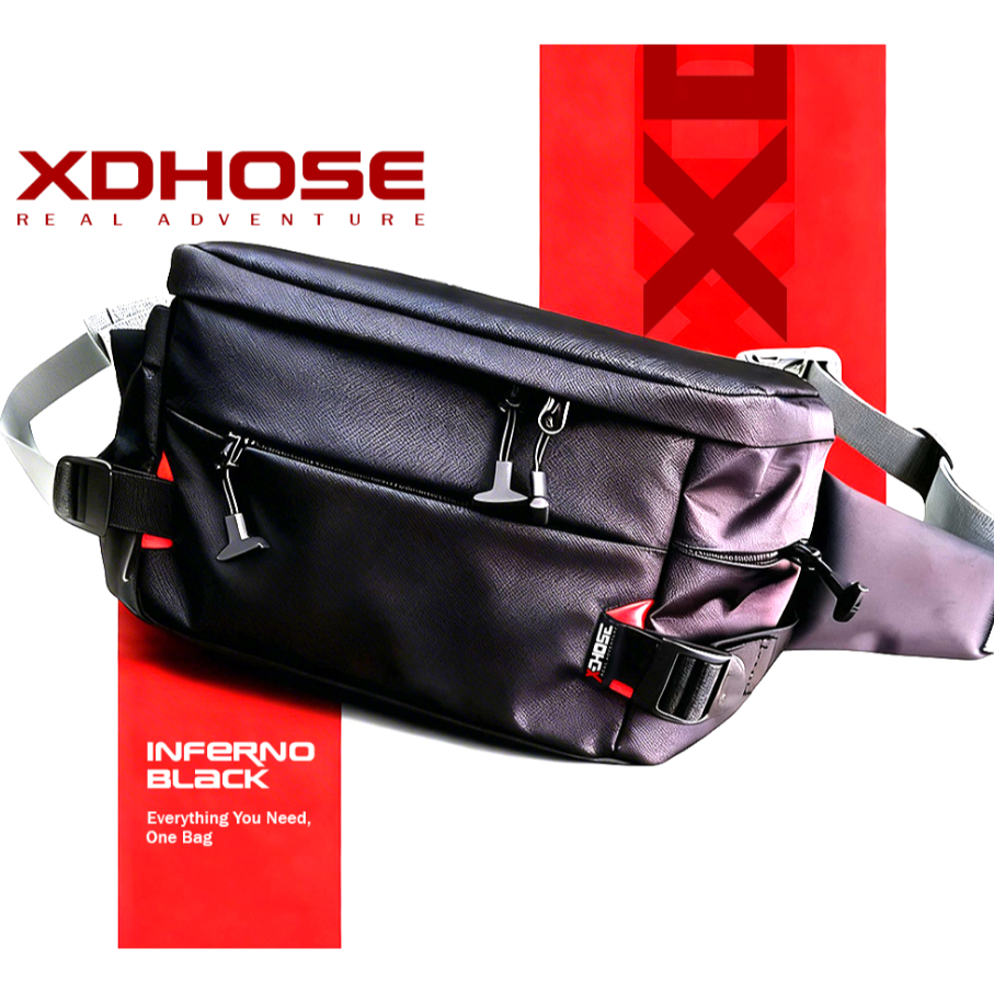 XDHOSE INFERNO BLACK WAIST BAG SLING BAG TAS SELEMPANG PRIA WANITA