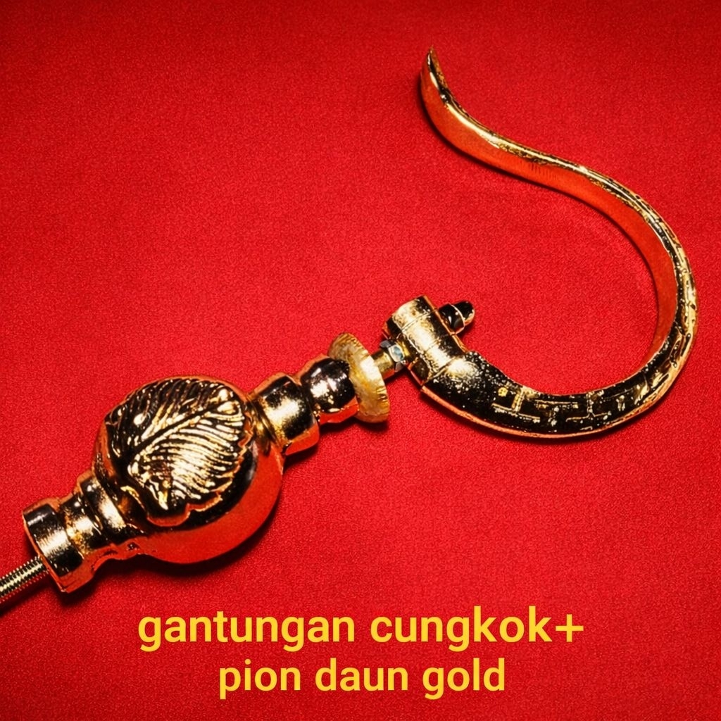Gantungan Sangkar burung Cungkok + Pion Daun Gold