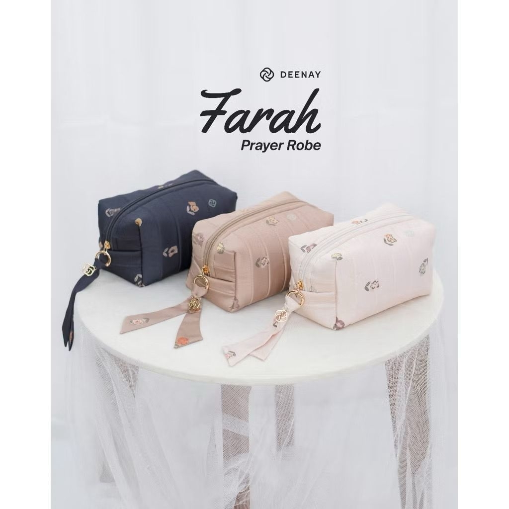 PRAYER SET DEENAY FARAH || MUKENA DEENAY TERBARU WANITA MATERIAL MARY SILK MOTIF TAVEL