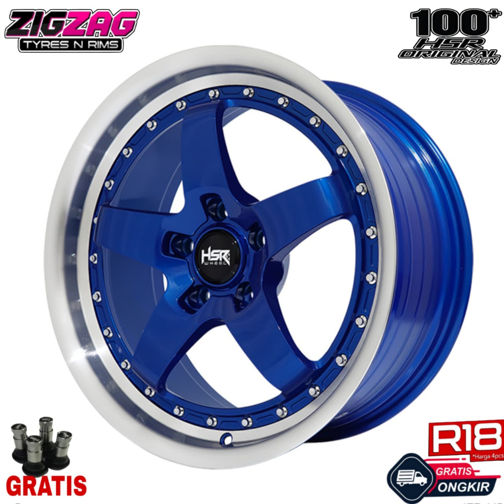 Velg Mobil Ring 18 HSR BOB Buat innova Xpander Civic Voxy Lebar 8,5 Blue Full Rivet