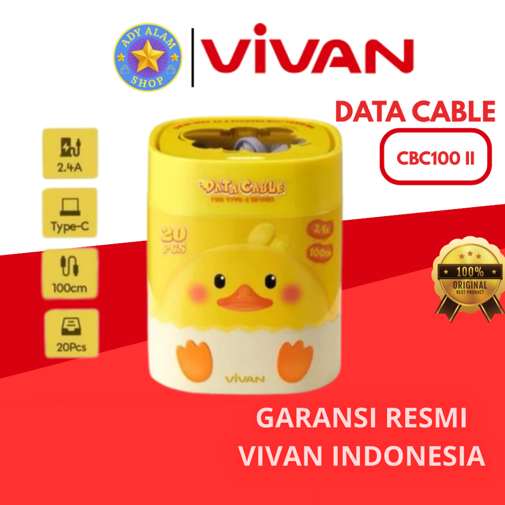 Vivan CBC100 II Kabel Data Type C 2.4A Kabel Data Vivan Type C (isi 20 Kabel Data) CBC100 II