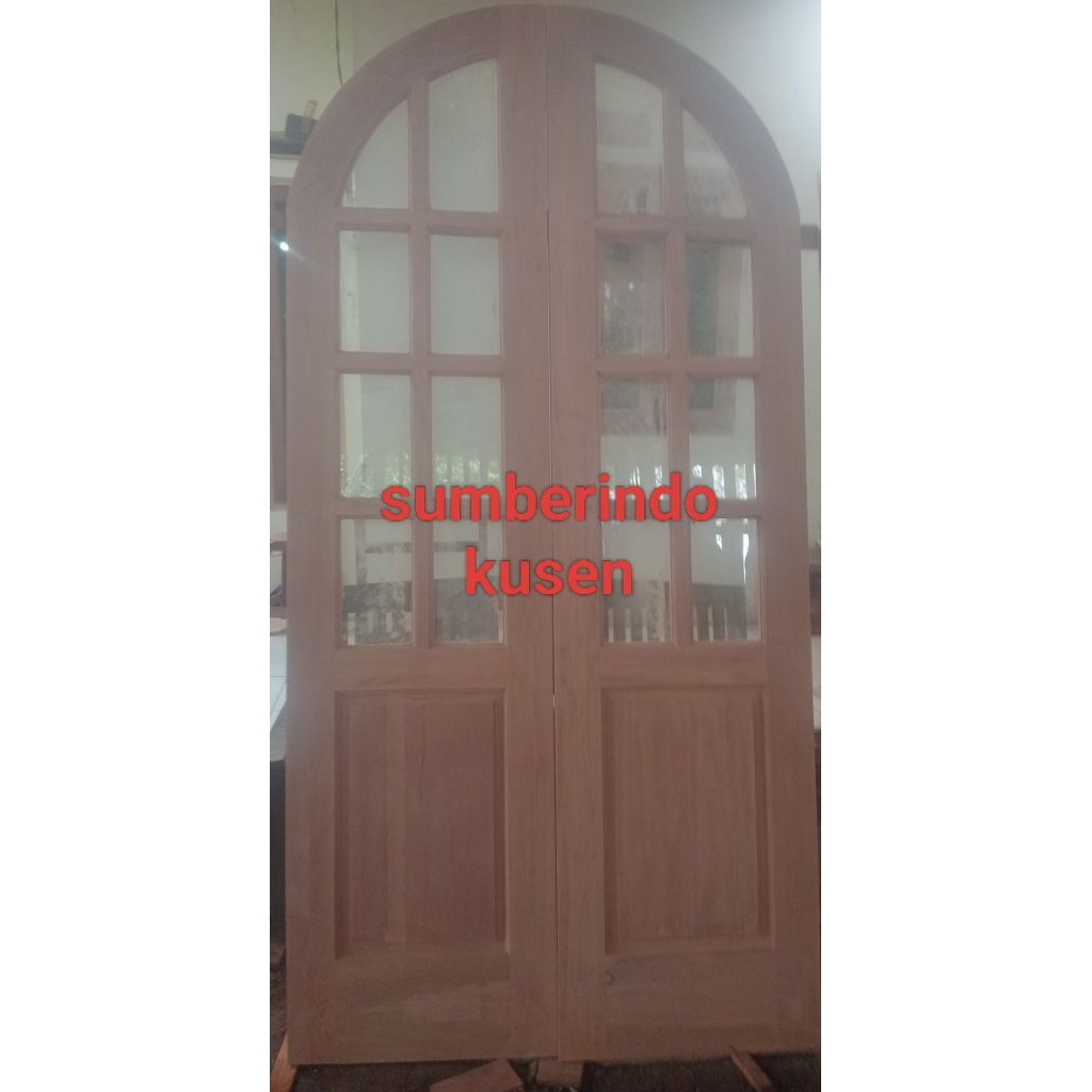 daun pintu lengkung kayu kamper