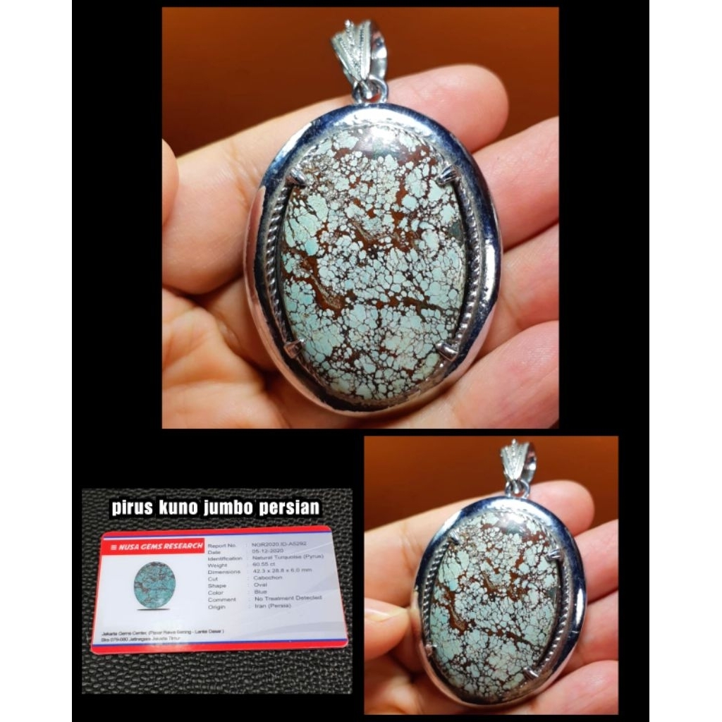 liontin batu  pirus Persia iran jumbo super kuno asli tambang