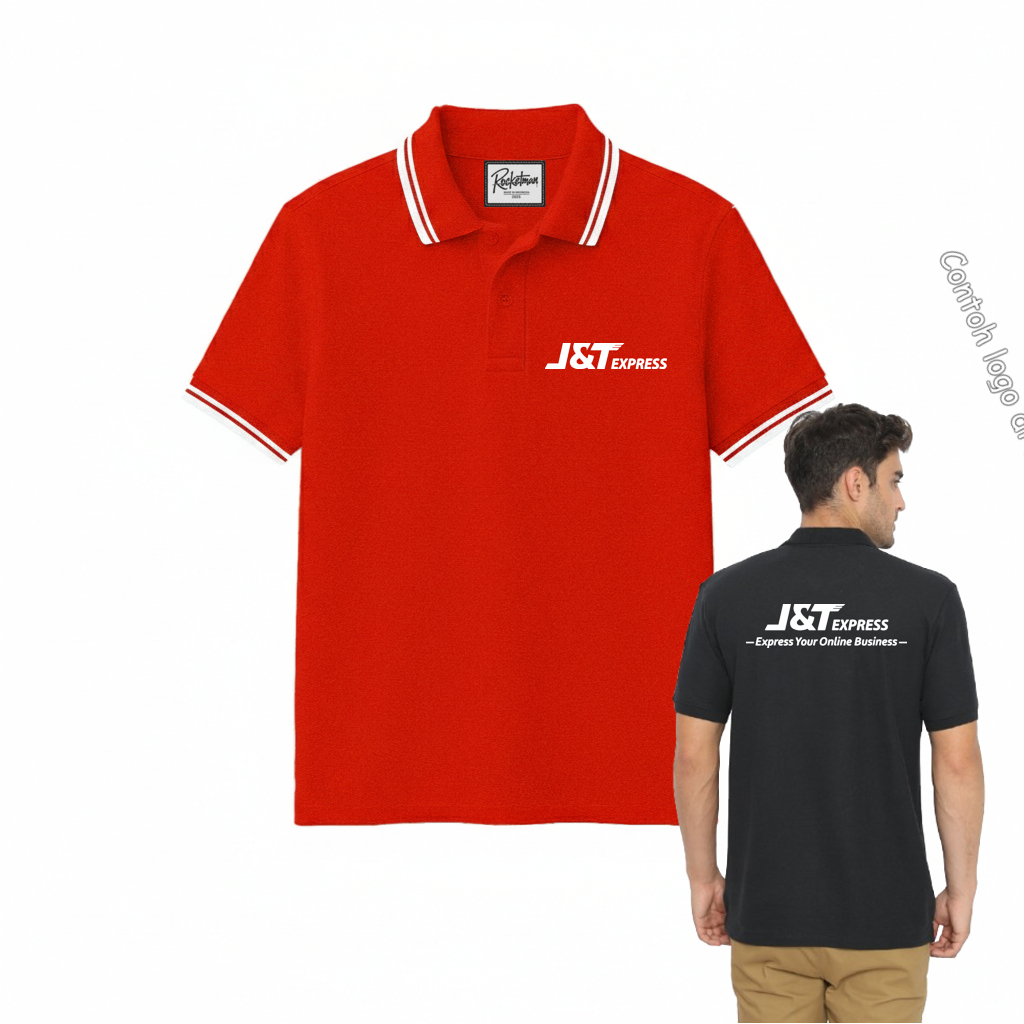 Rocketman - Poloshirt Pendek List Jnt-Express Baju Kaos Distro Seragam Keren Pria Wanita