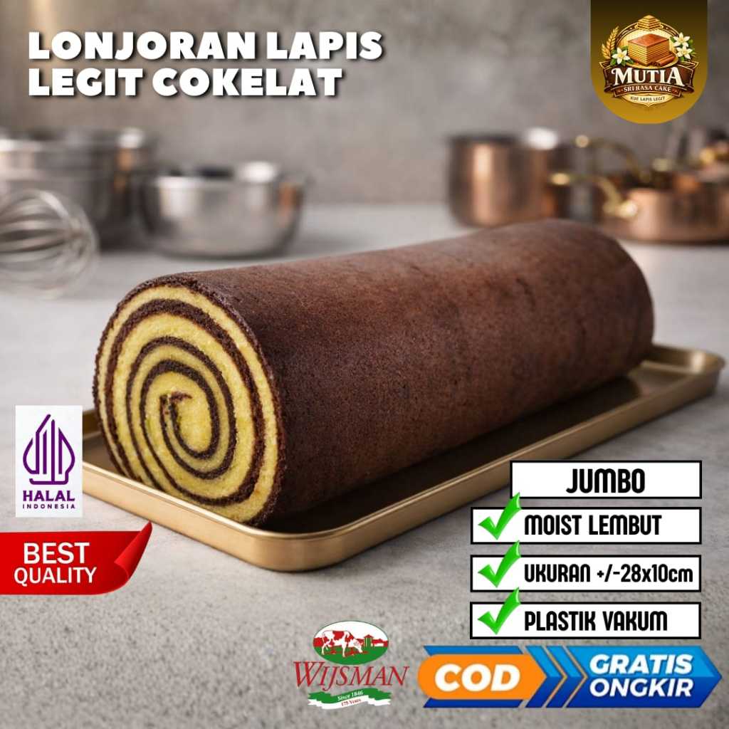 Lapis Legit Lonjoran Roll Cake Cokelat Ukuran Jumbo 28cm Lapis Legit Gulung Wisman Premium