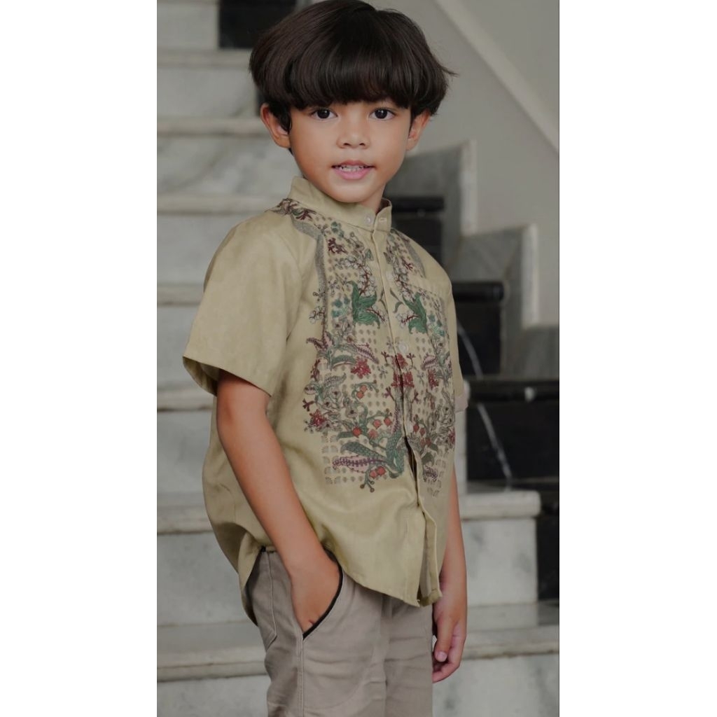 Benang Jarum Serenity Soiree Kids Nougat Baju Koko Anak Baju lebaran Gold Cream Coklat