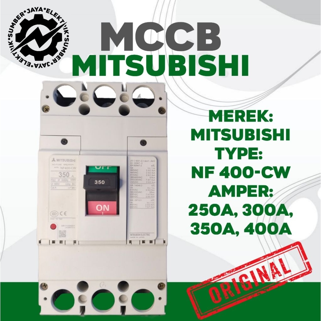 MCCB BREAKER MITSUBISHI NF400-CW 3P 200A, 250A, 300A, 350A, 400A SECOND ORIGINAL DIJAMIN NORMAL