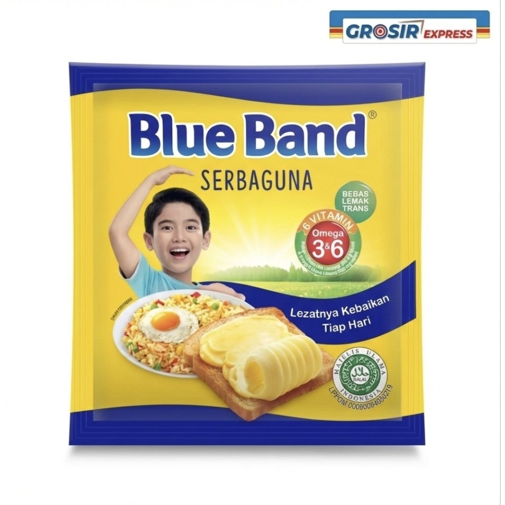 Blue Band Margarin Serbaguna Sachet 200g [Grosir/Dus] - Mentega Oles Roti & Kue (Omega 3 & 6)