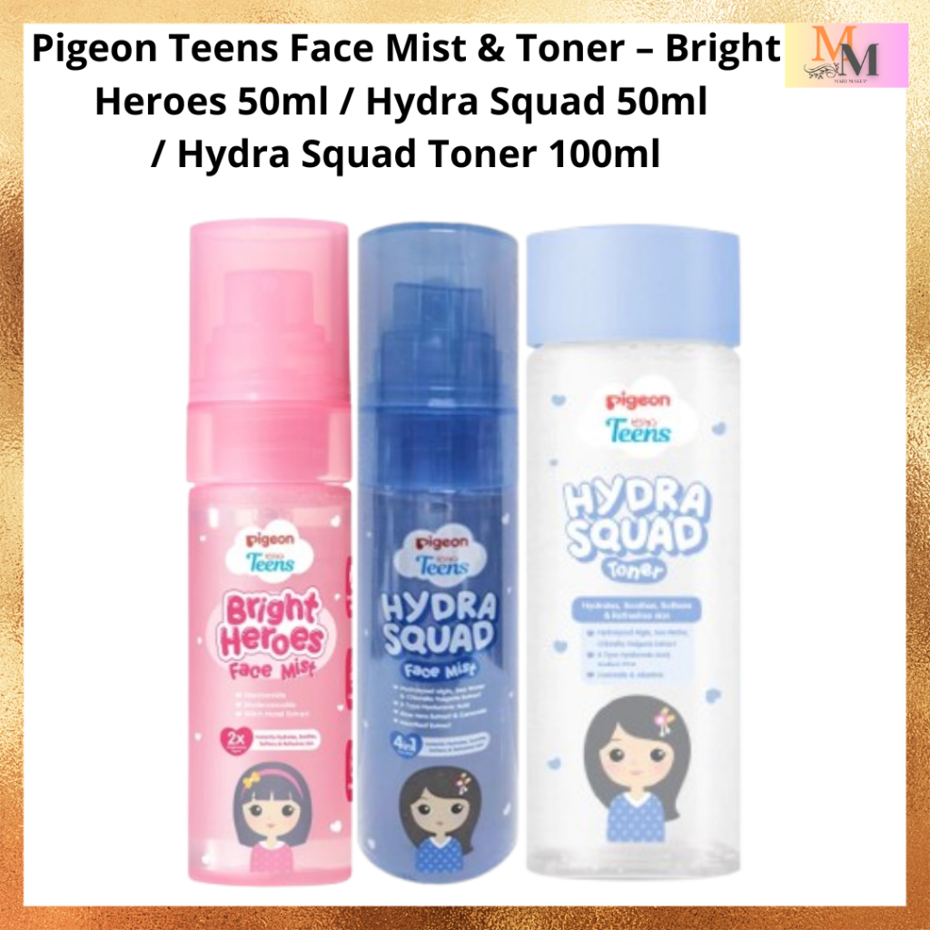 Pigeon Teens Face Mist & Toner – Bright Heroes 50ml / Hydra Squad 50ml / Hydra Squad Toner 100ml Mel